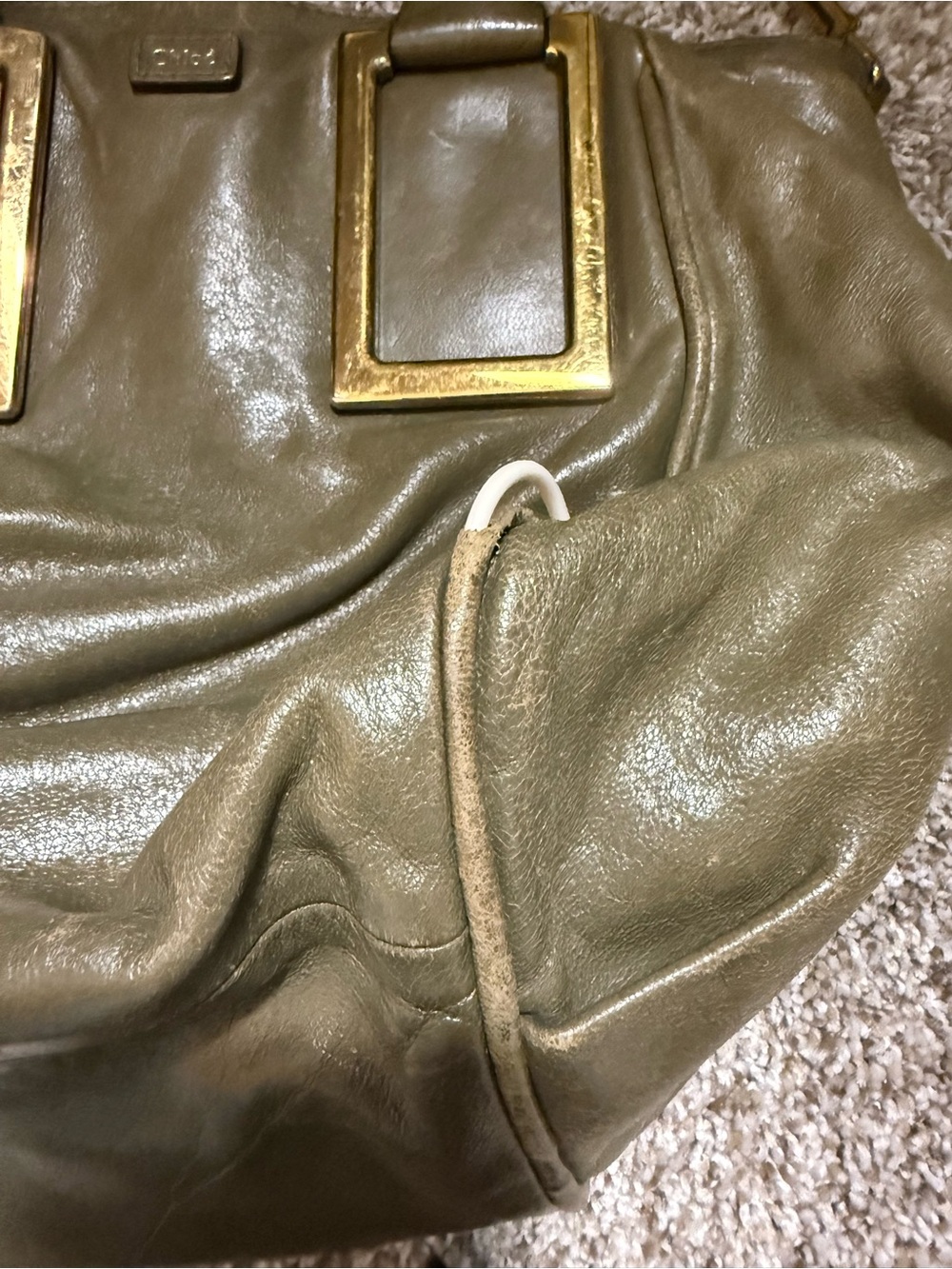 Chloe Olive Green Leather Shoulder Bag‎ with Gold Accents Project AS IS - Picture 2 of 12